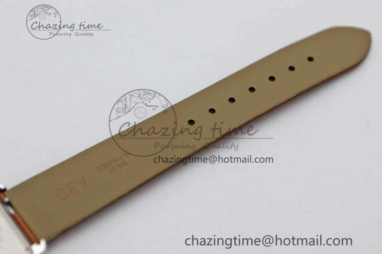FashionForward Tank Must Small SS K11F 1:1 Best Edition White Dial Diamonds Bezel on Satin Leather Strap Ronda Quartz 6066