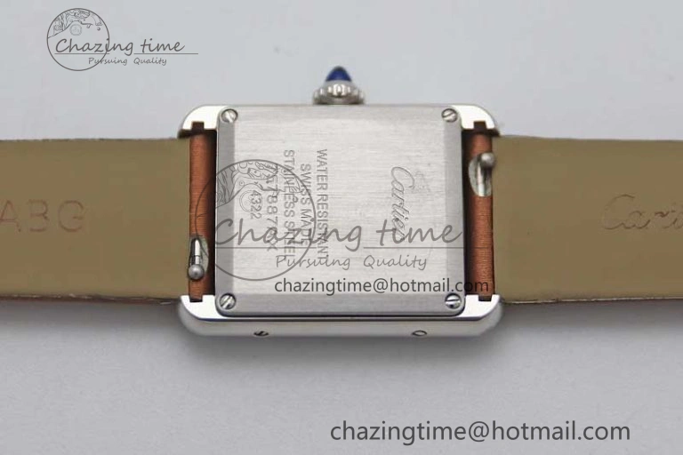 FashionForward Tank Must Small SS K11F 1:1 Best Edition White Dial Diamonds Bezel on Satin Leather Strap Ronda Quartz 6066