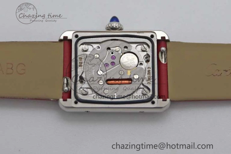 Tank Must Small SS K11F 1:1 Best Edition White Dial Diamonds Bezel on Satin Leather Strap Ronda Quartz StreetReady 10225
