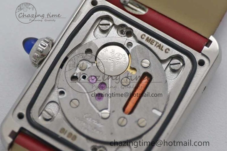 Tank Must Small SS K11F 1:1 Best Edition White Dial Diamonds Bezel on Satin Leather Strap Ronda Quartz StreetReady 10225