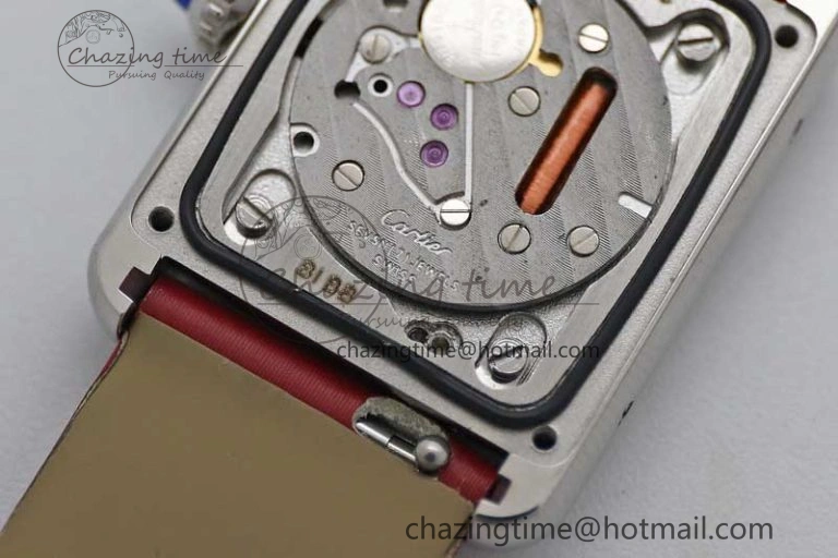 Tank Must Small SS K11F 1:1 Best Edition White Dial Diamonds Bezel on Satin Leather Strap Ronda Quartz StreetReady 10225