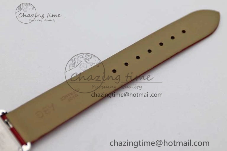 Tank Must Small SS K11F 1:1 Best Edition White Dial Diamonds Bezel on Satin Leather Strap Ronda Quartz StreetReady 10225
