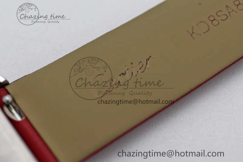 Tank Must Small SS K11F 1:1 Best Edition White Dial Diamonds Bezel on Satin Leather Strap Ronda Quartz StreetReady 10225