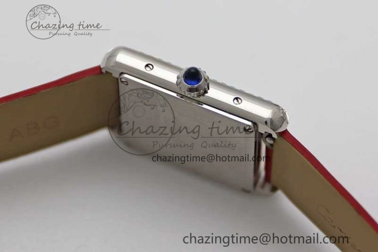 Tank Must Small SS K11F 1:1 Best Edition White Dial Diamonds Bezel on Satin Leather Strap Ronda Quartz StreetReady 10225