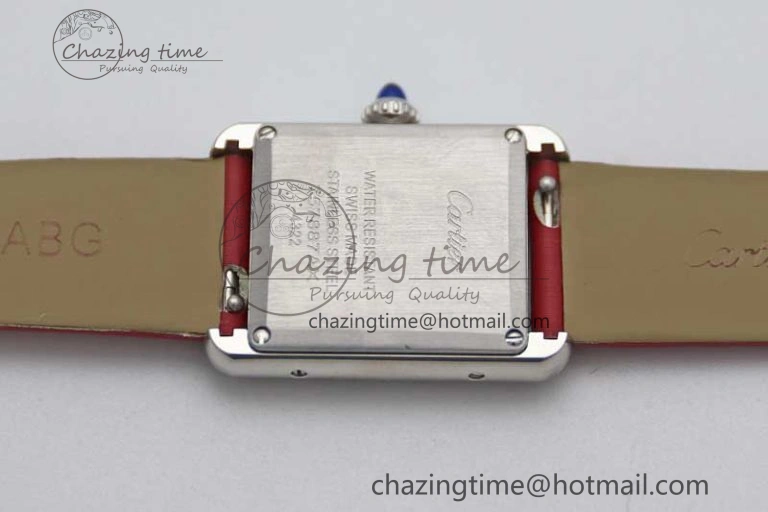 Tank Must Small SS K11F 1:1 Best Edition White Dial Diamonds Bezel on Satin Leather Strap Ronda Quartz StreetReady 10225