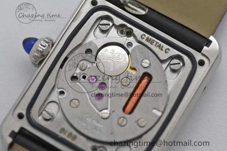 ComfortFit Tank Must Small SS K11F 1:1 Best Edition White Dial Diamonds Bezel on Satin Leather Strap Ronda Quartz 6065