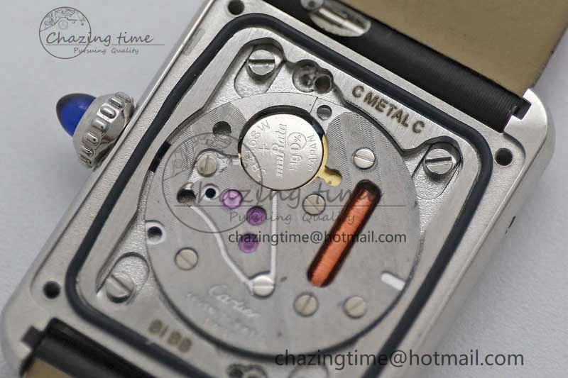 ComfortFit Tank Must Small SS K11F 1:1 Best Edition White Dial Diamonds Bezel on Satin Leather Strap Ronda Quartz 6065