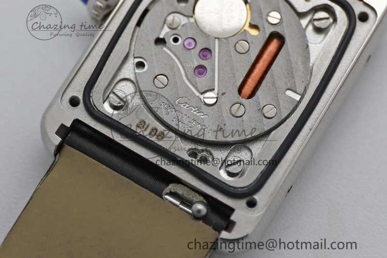 ComfortFit Tank Must Small SS K11F 1:1 Best Edition White Dial Diamonds Bezel on Satin Leather Strap Ronda Quartz 6065