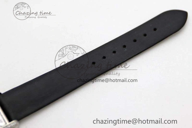 ComfortFit Tank Must Small SS K11F 1:1 Best Edition White Dial Diamonds Bezel on Satin Leather Strap Ronda Quartz 6065