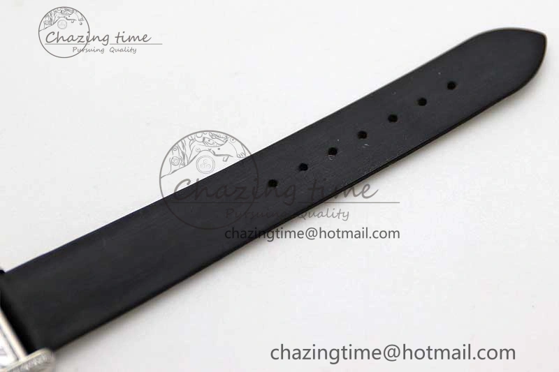 ComfortFit Tank Must Small SS K11F 1:1 Best Edition White Dial Diamonds Bezel on Satin Leather Strap Ronda Quartz 6065