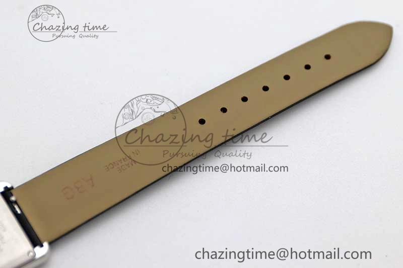 ComfortFit Tank Must Small SS K11F 1:1 Best Edition White Dial Diamonds Bezel on Satin Leather Strap Ronda Quartz 6065