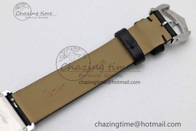 ComfortFit Tank Must Small SS K11F 1:1 Best Edition White Dial Diamonds Bezel on Satin Leather Strap Ronda Quartz 6065