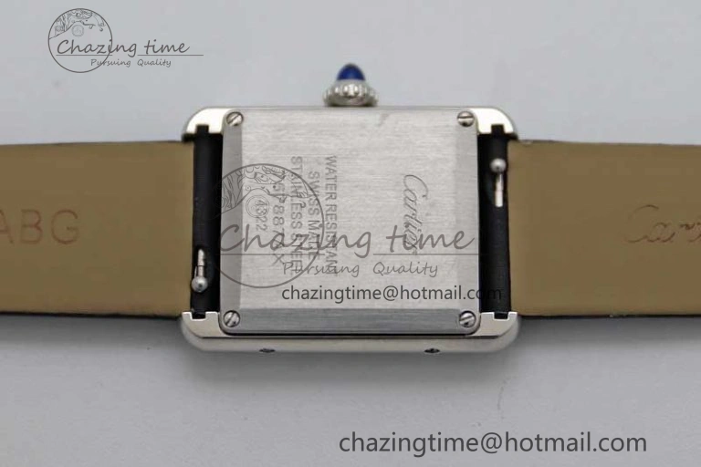 ComfortFit Tank Must Small SS K11F 1:1 Best Edition White Dial Diamonds Bezel on Satin Leather Strap Ronda Quartz 6065