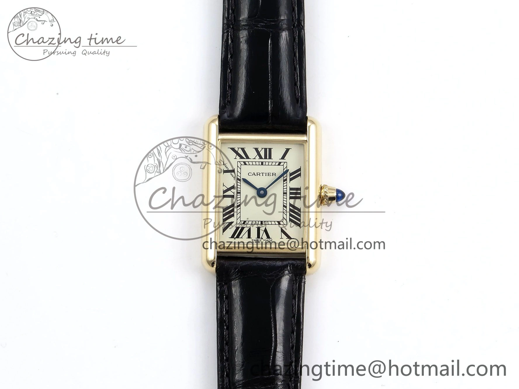 Tank Must Small YG 29mm DRF 1:1 Best Edition YG Dial on Black Leather Strap Swiss Quartz FastDry 5951