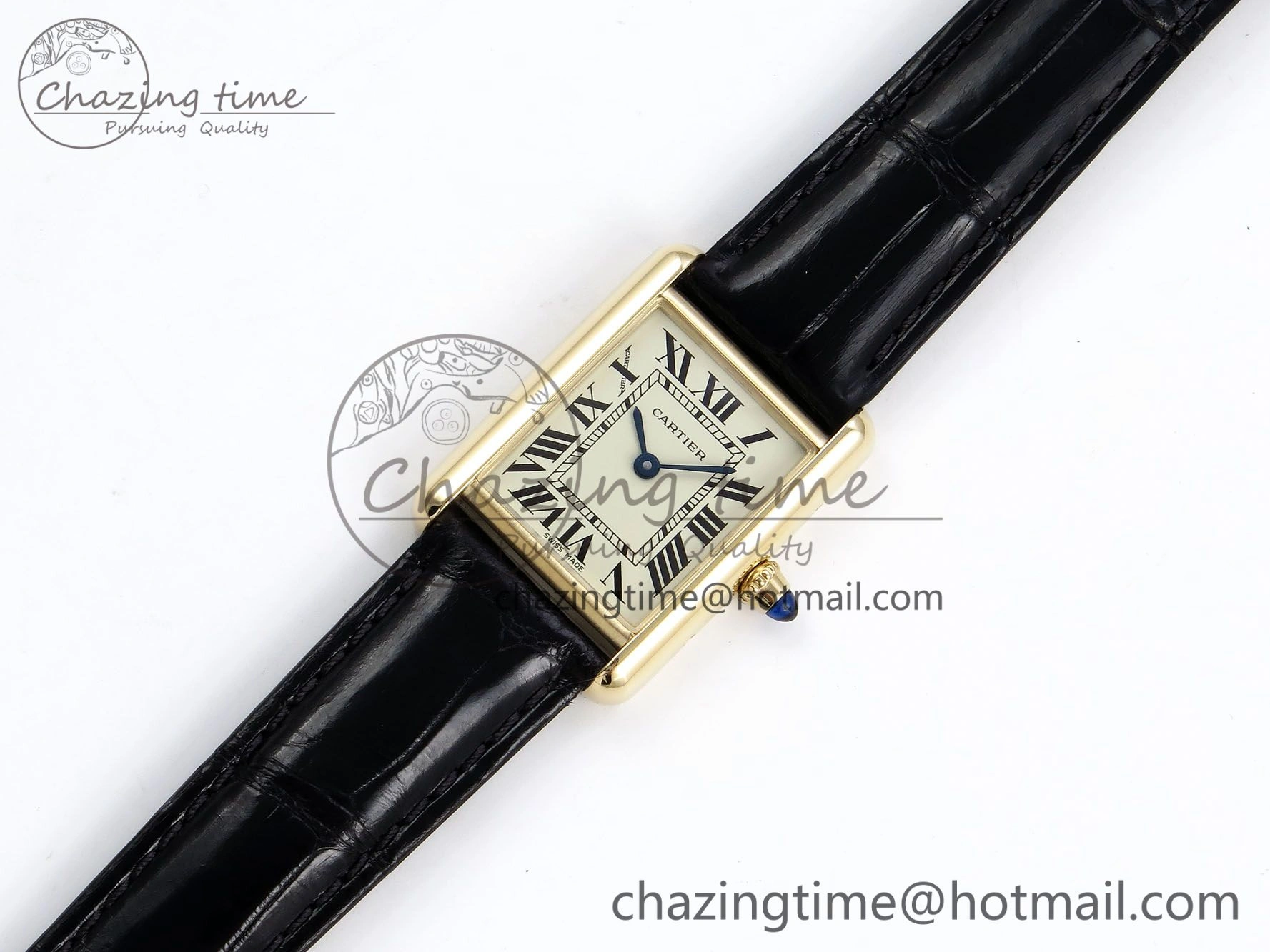 Tank Must Small YG 29mm DRF 1:1 Best Edition YG Dial on Black Leather Strap Swiss Quartz FastDry 5951