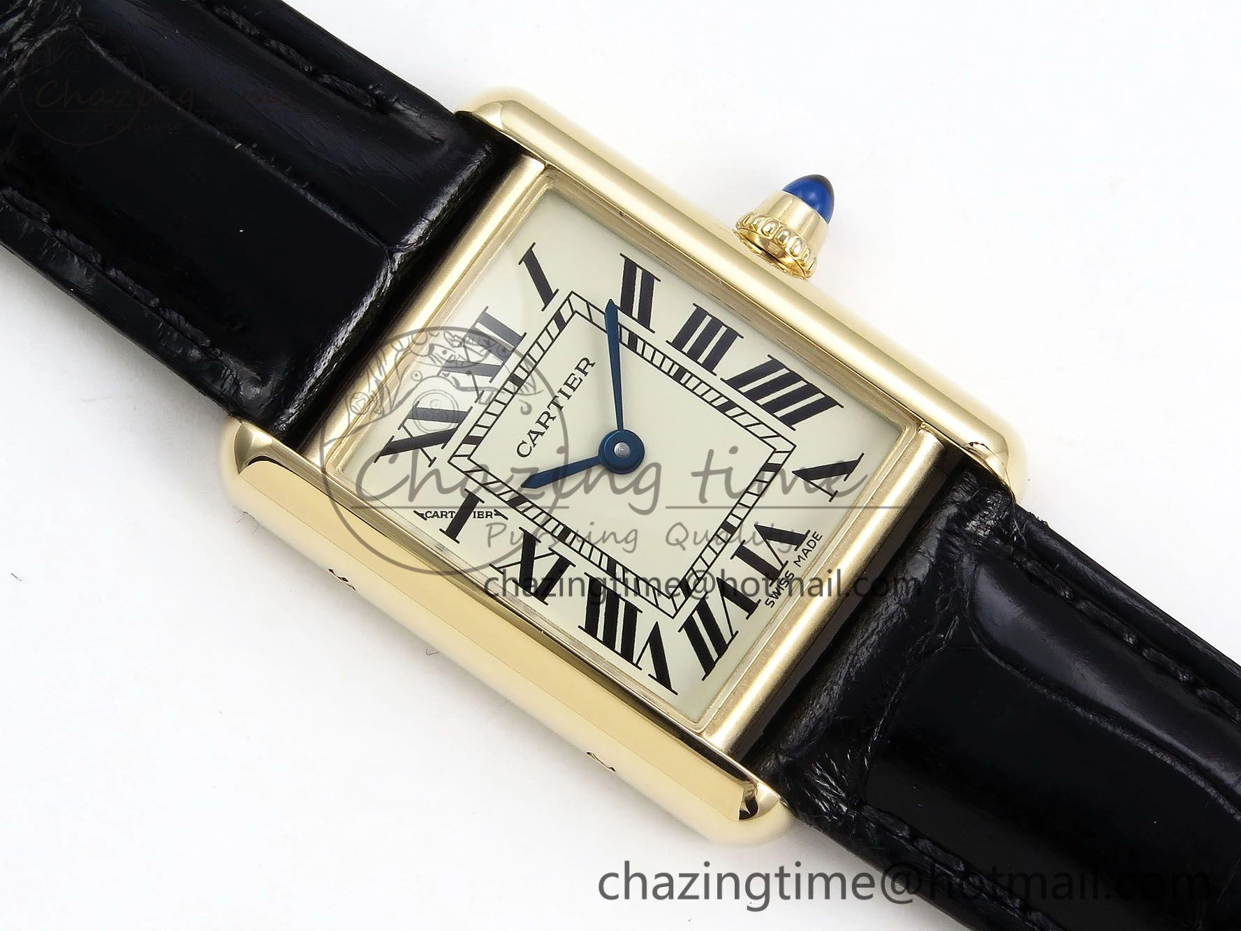 Tank Must Small YG 29mm DRF 1:1 Best Edition YG Dial on Black Leather Strap Swiss Quartz FastDry 5951