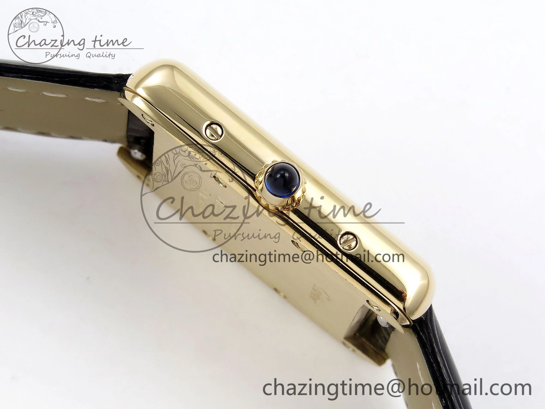 Tank Must Small YG 29mm DRF 1:1 Best Edition YG Dial on Black Leather Strap Swiss Quartz FastDry 5951