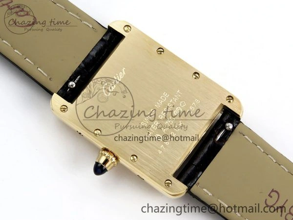 Tank Must Small YG 29mm DRF 1:1 Best Edition YG Dial on Black Leather Strap Swiss Quartz FastDry 5951