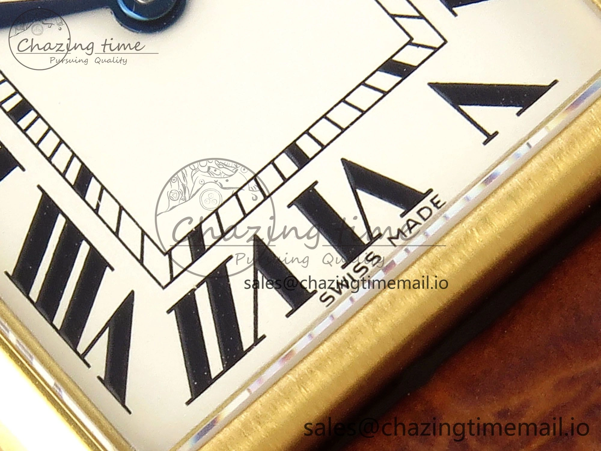 Timeless Tank Must YG 22mm AF 1:1 Best Edition White Dial on Brown Leather Strap Ronda Quartz 5888