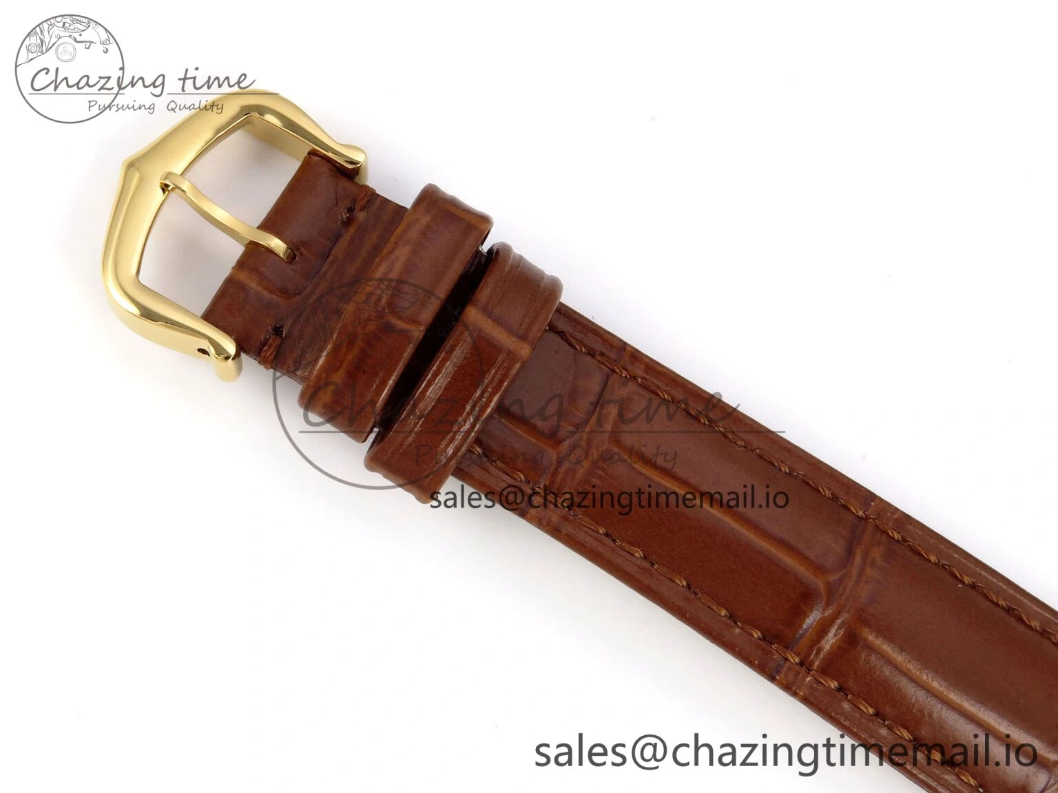 Timeless Tank Must YG 22mm AF 1:1 Best Edition White Dial on Brown Leather Strap Ronda Quartz 5888