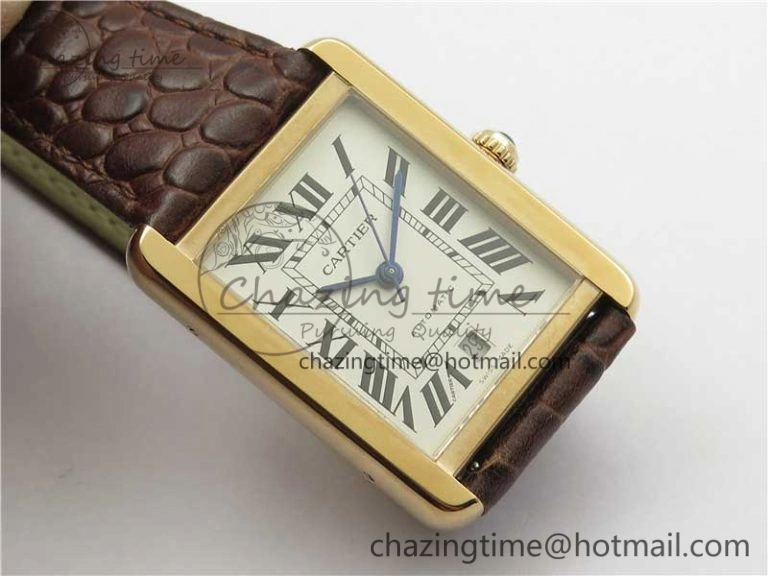 Tank Solo 31mm RG V9F 1:1 Best Edition White Dial on Brown Leather Strap MIYOTA EyeCatching 6093
