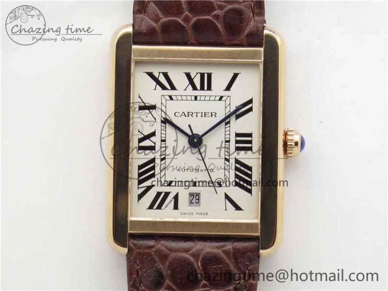 Sophisticated Tank Solo 31mm RG V9F 1:1 Best Edition White Dial on Brown Leather Strap MIYOTA 10451