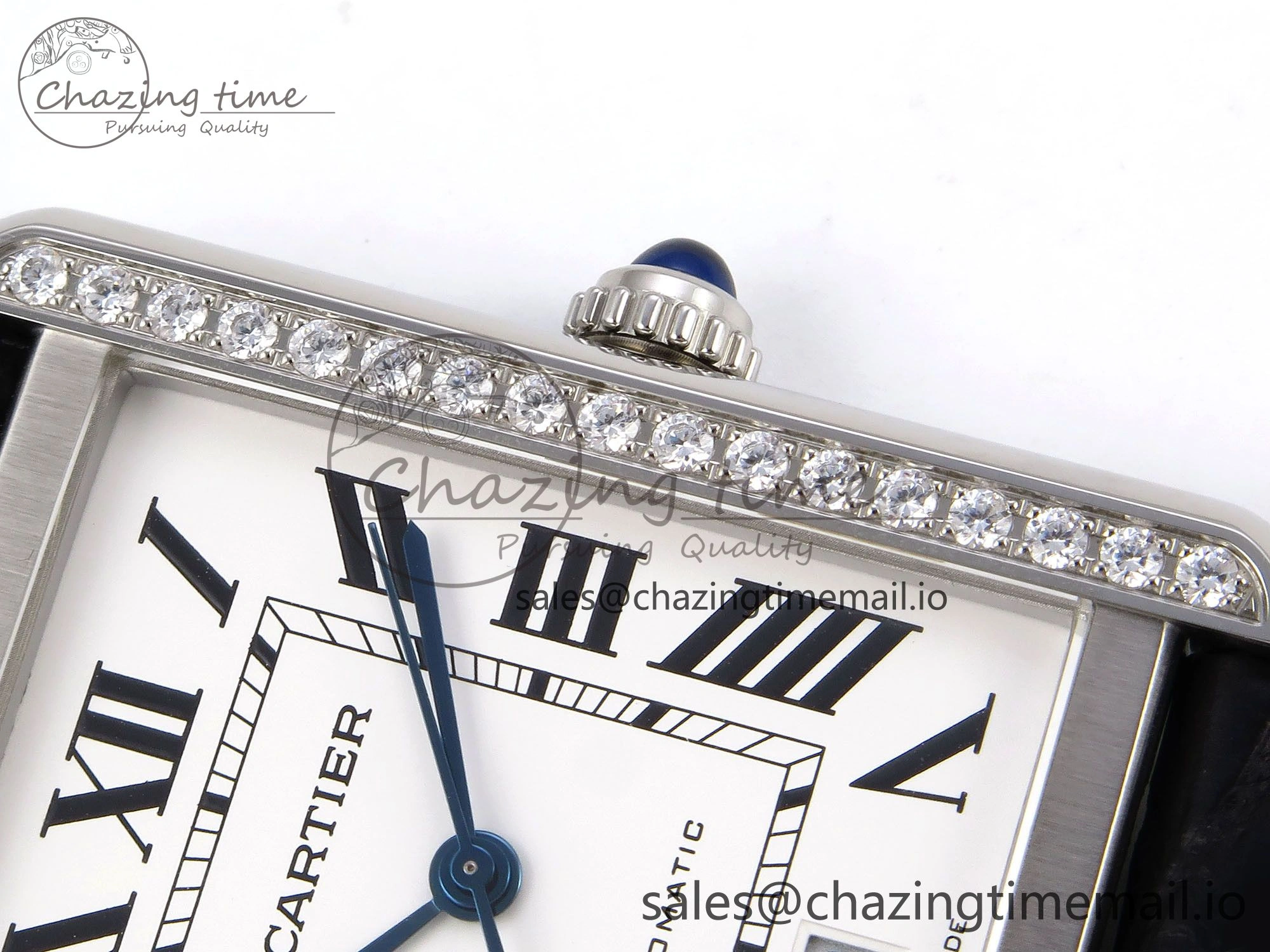 Tank Solo 31mm SS AF 1:1 Best Edition White Dial Diamonds Bezel on Black Croco Strap MIYOTA Efficient 5908