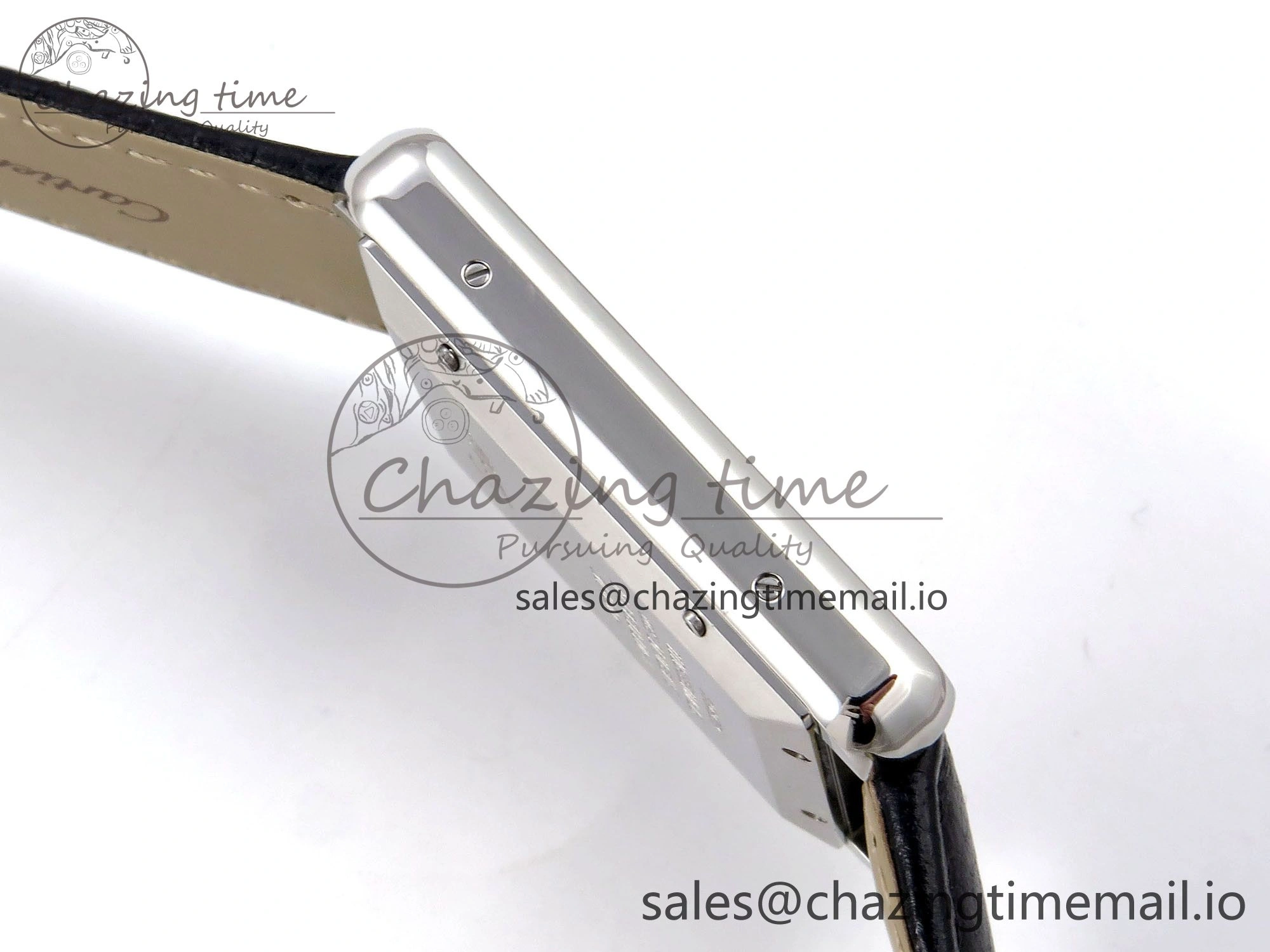 Lightweight Tank Solo 31mm SS AF 1:1 Best Edition White Dial Diamonds Bezel on Black Leather Strap MIYOTA 5916