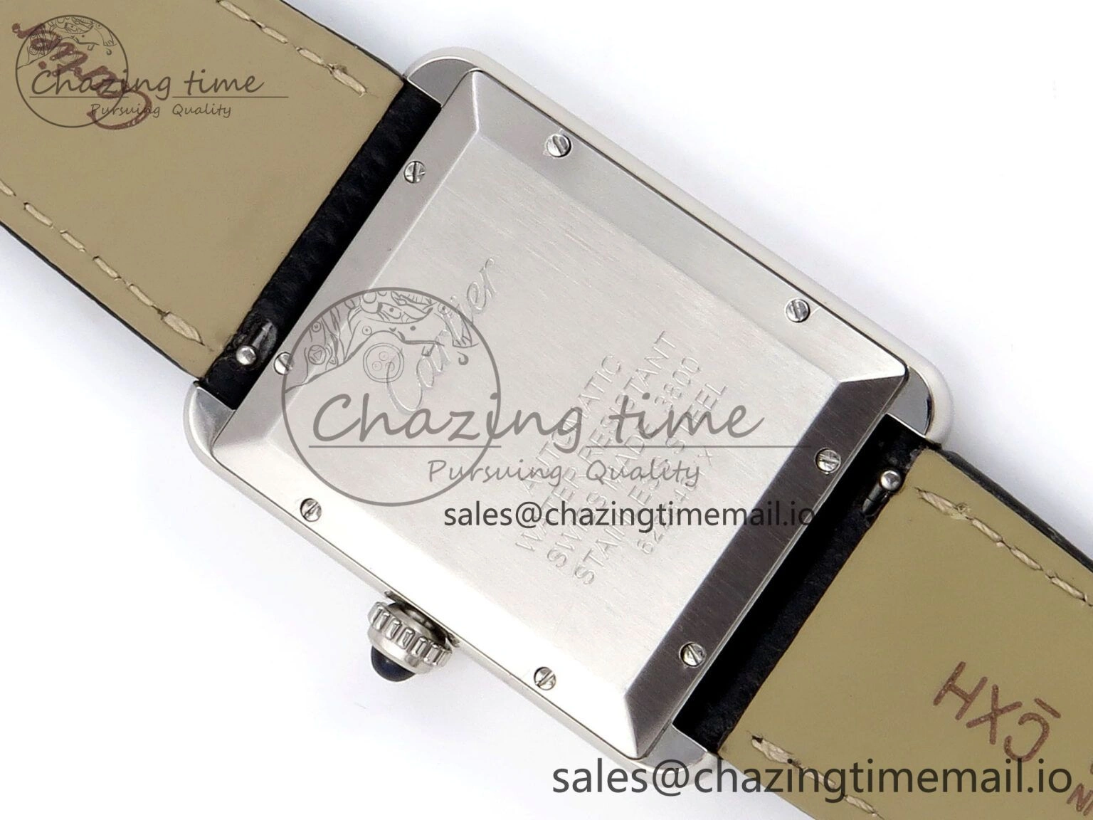 Lightweight Tank Solo 31mm SS AF 1:1 Best Edition White Dial Diamonds Bezel on Black Leather Strap MIYOTA 5916
