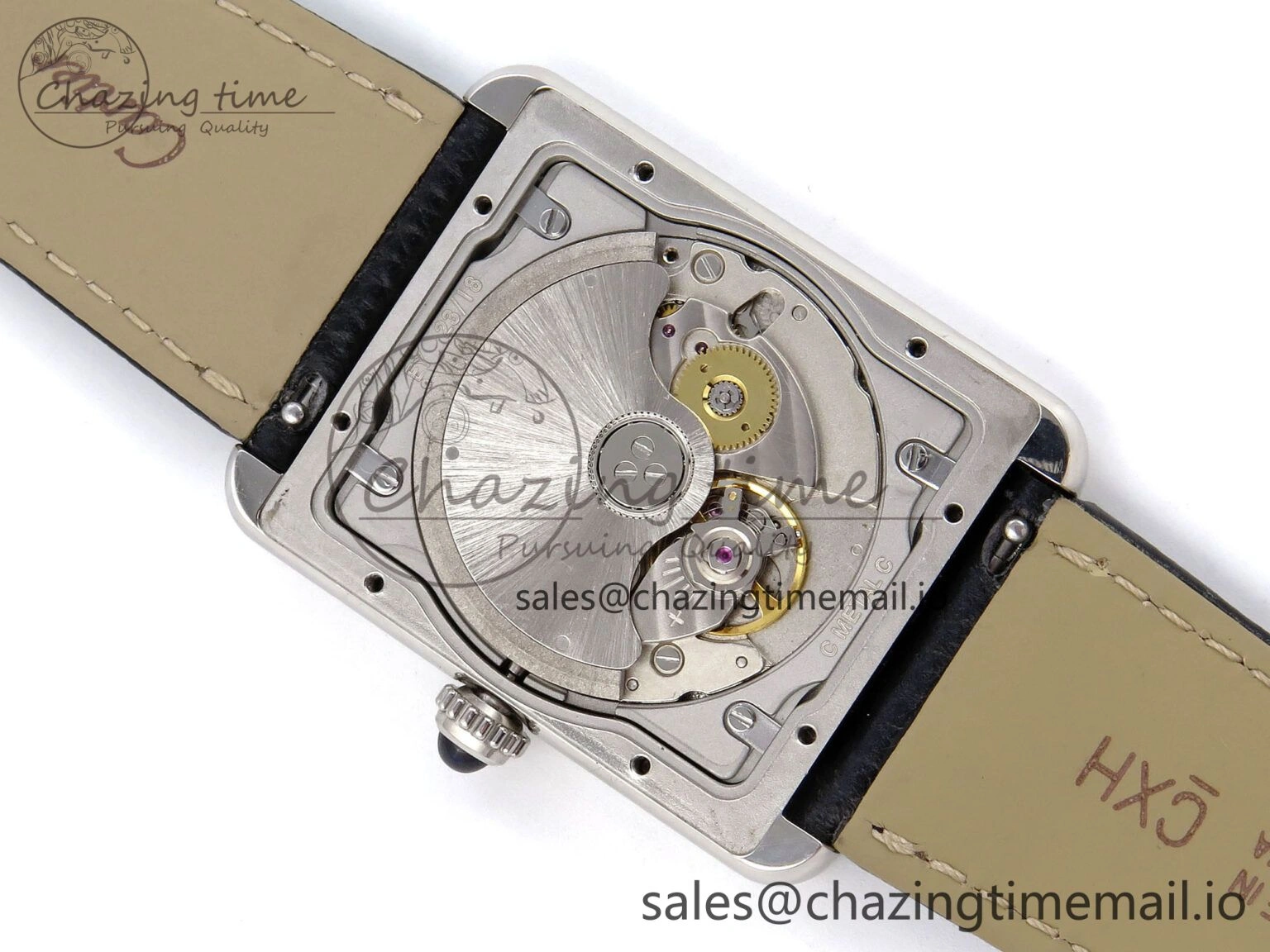 Lightweight Tank Solo 31mm SS AF 1:1 Best Edition White Dial Diamonds Bezel on Black Leather Strap MIYOTA 5916