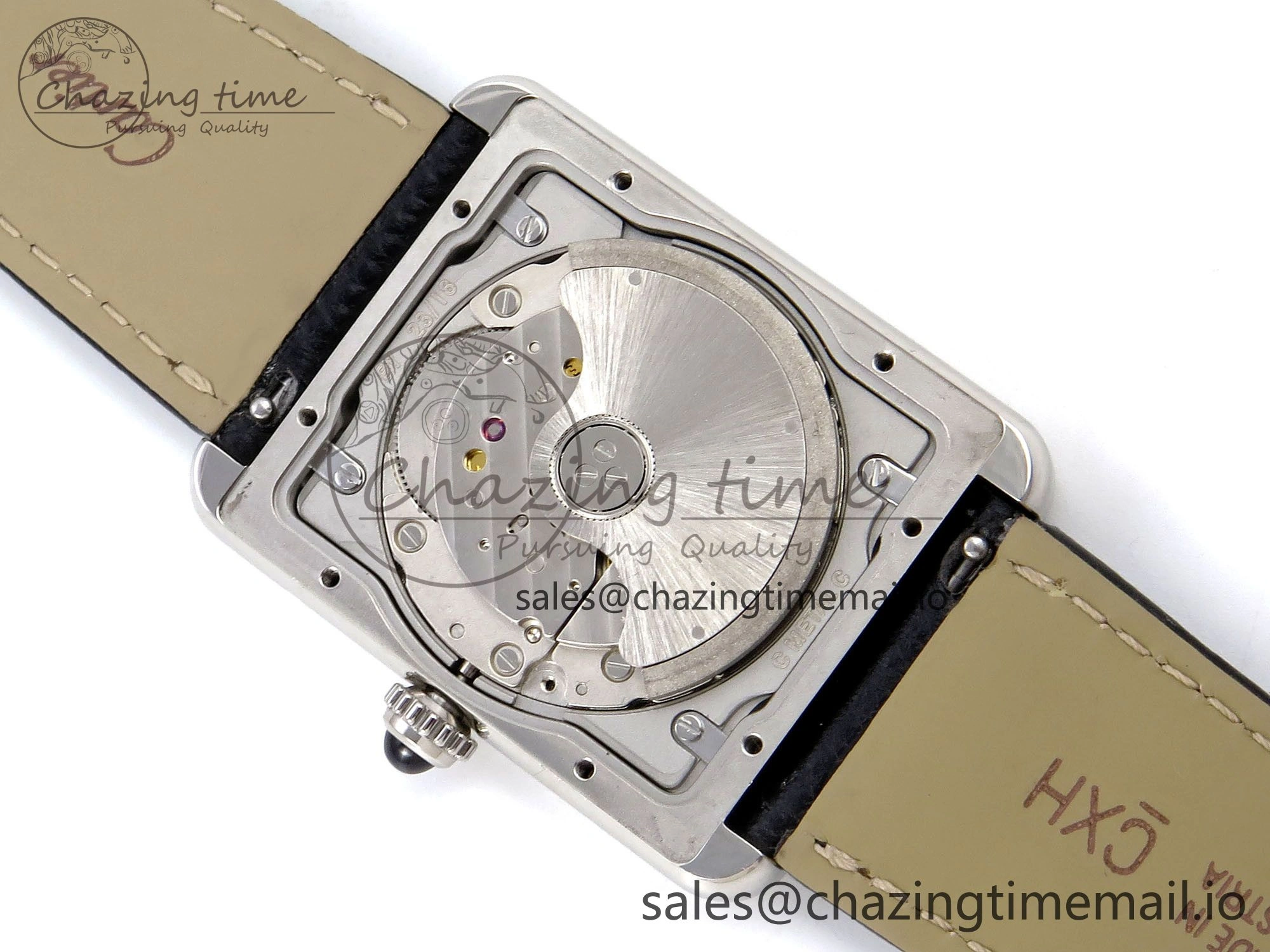 Lightweight Tank Solo 31mm SS AF 1:1 Best Edition White Dial Diamonds Bezel on Black Leather Strap MIYOTA 5916