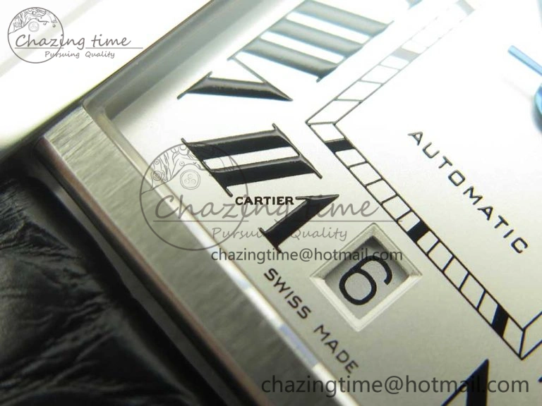 Stretchable Tank Solo 31mm SS KZF 1:1 Best Edition White Dial on Black Leather Strap MIYOTA 10657