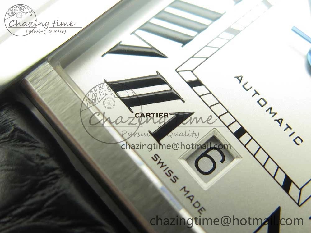 Stretchable Tank Solo 31mm SS KZF 1:1 Best Edition White Dial on Black Leather Strap MIYOTA 10657