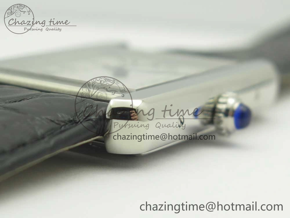 Stretchable Tank Solo 31mm SS KZF 1:1 Best Edition White Dial on Black Leather Strap MIYOTA 10657