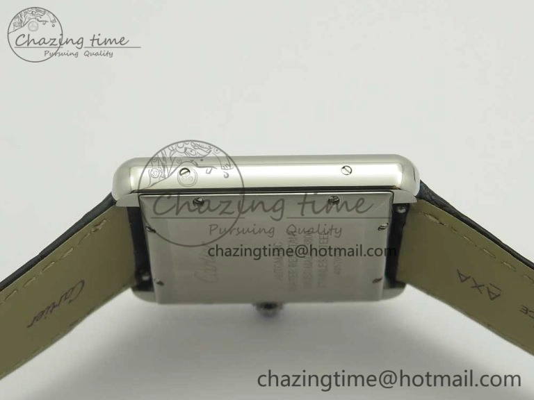 Stretchable Tank Solo 31mm SS KZF 1:1 Best Edition White Dial on Black Leather Strap MIYOTA 10657