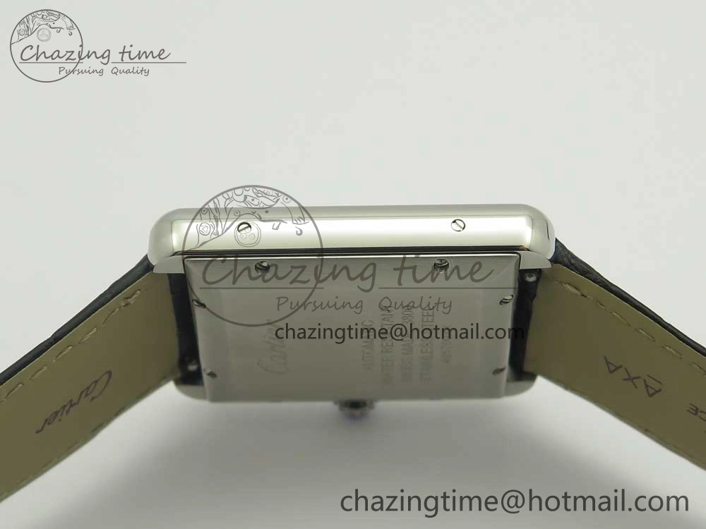 Stretchable Tank Solo 31mm SS KZF 1:1 Best Edition White Dial on Black Leather Strap MIYOTA 10657