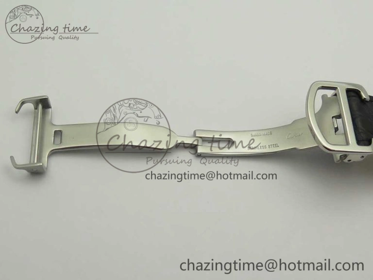 Stretchable Tank Solo 31mm SS KZF 1:1 Best Edition White Dial on Black Leather Strap MIYOTA 10657