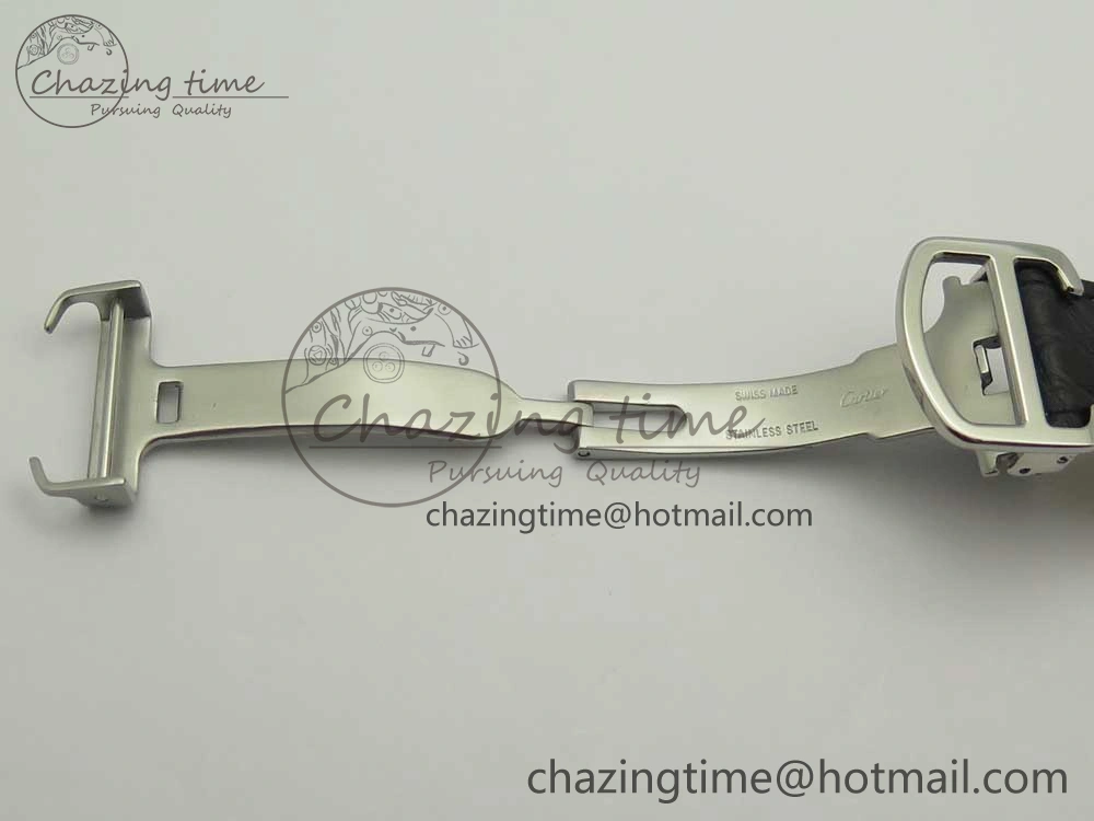 Stretchable Tank Solo 31mm SS KZF 1:1 Best Edition White Dial on Black Leather Strap MIYOTA 10657
