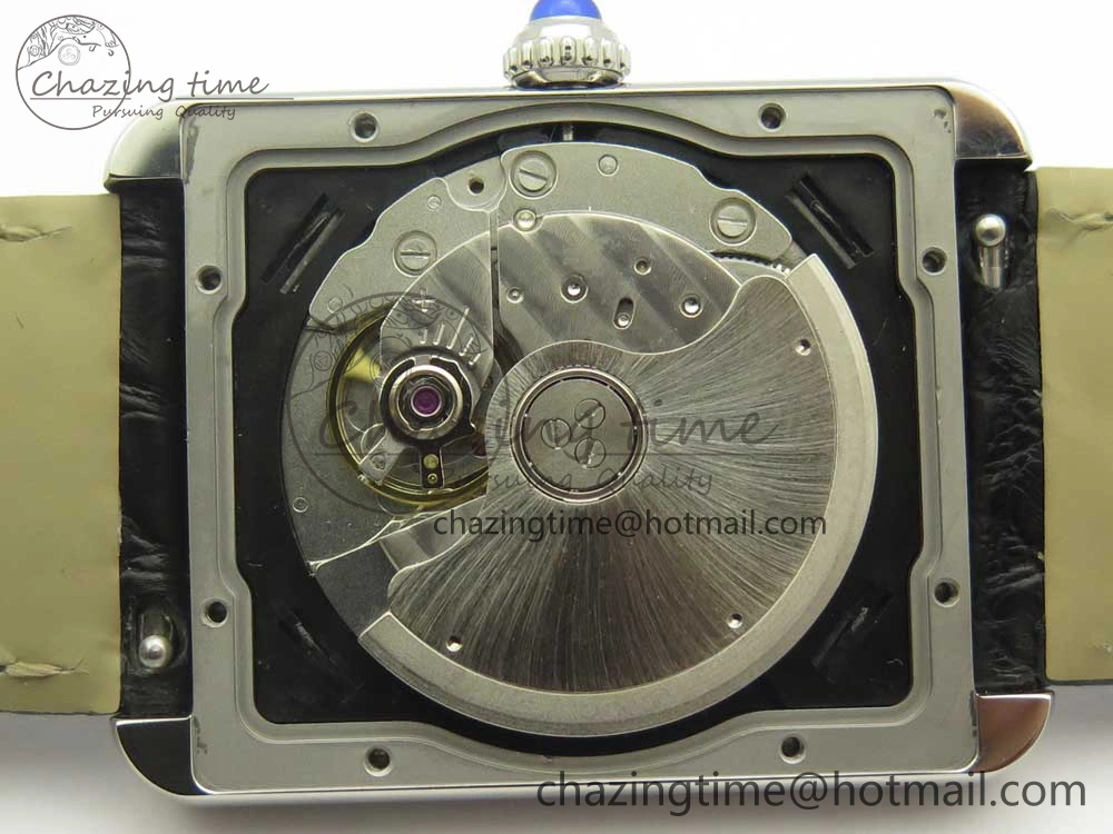 Stretchable Tank Solo 31mm SS KZF 1:1 Best Edition White Dial on Black Leather Strap MIYOTA 10657