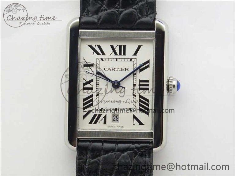 Tank Solo 31mm SS V9F 1:1 Best Edition White Dial on Black Leather Strap MIYOTA Fashionable 6095