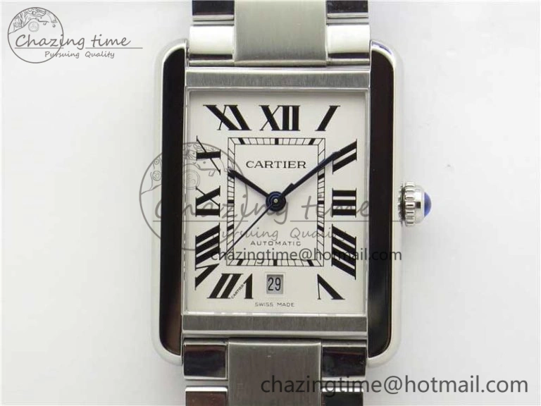 OdorResistant Tank Solo 31mm SS V9F 1:1 Best Edition White Dial on SS Bracelet MIYOTA 6096