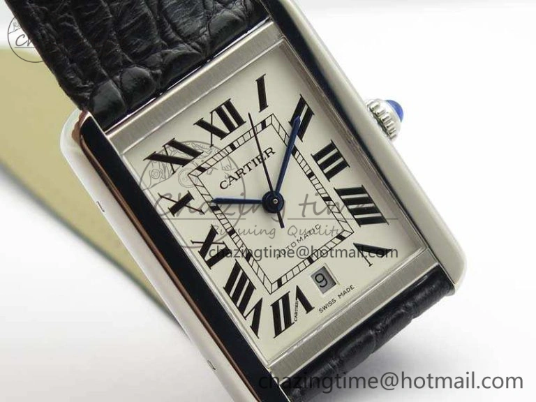Flexible Tank Solo 31mm SS ZF 1:1 Best Edition White Dial On Black Leather Strap MIYOTA 6271