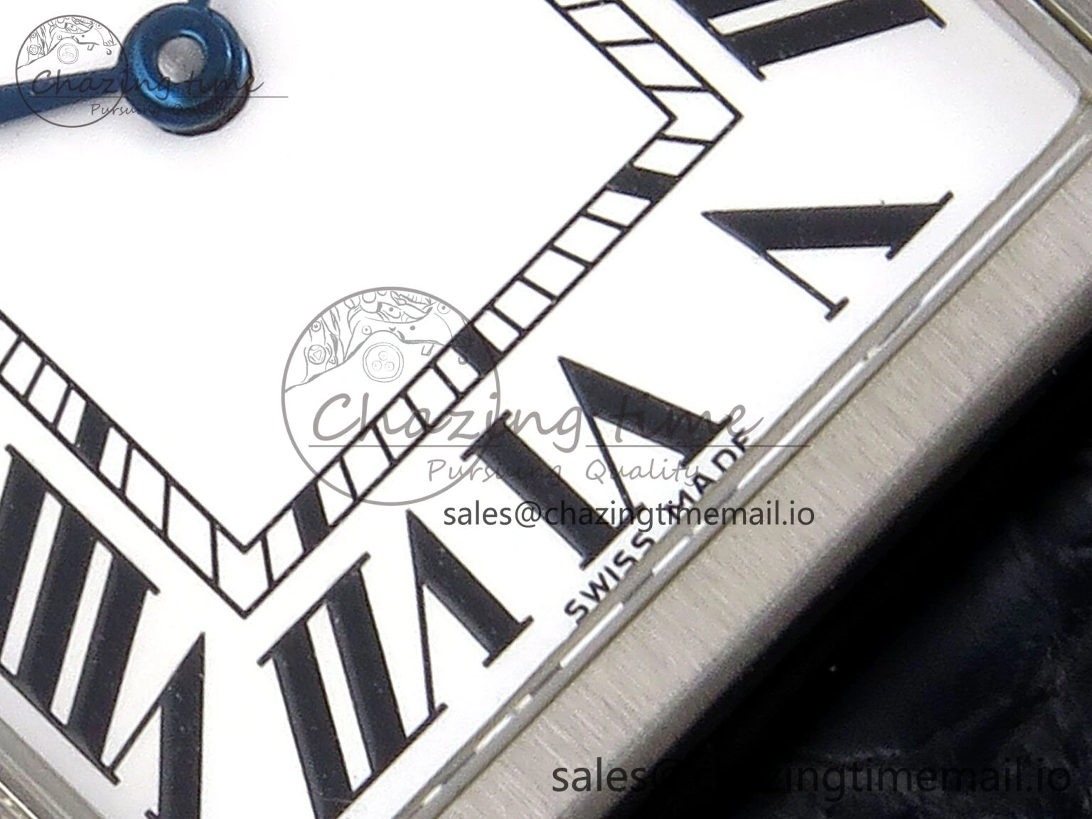 Vibrant Tank Solo Ladies 25mm SS AF 1:1 Best Edition White Dial Diamonds Bezel on Black Croco Strap Ronda Quartz 5915