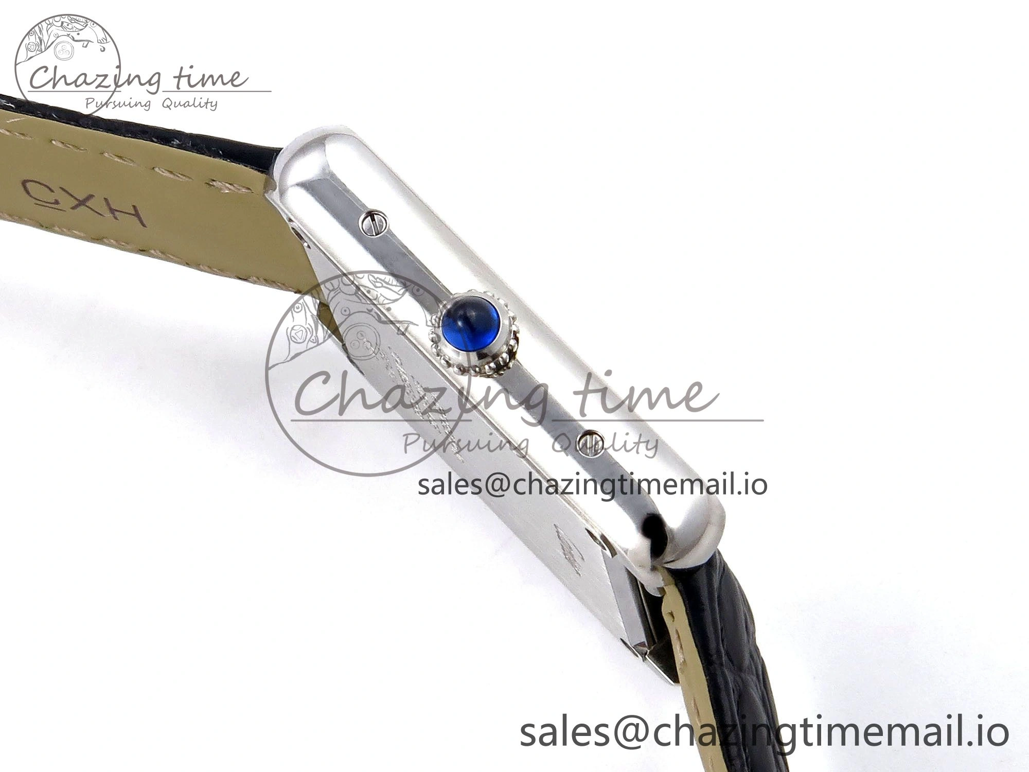 Vibrant Tank Solo Ladies 25mm SS AF 1:1 Best Edition White Dial Diamonds Bezel on Black Croco Strap Ronda Quartz 5915