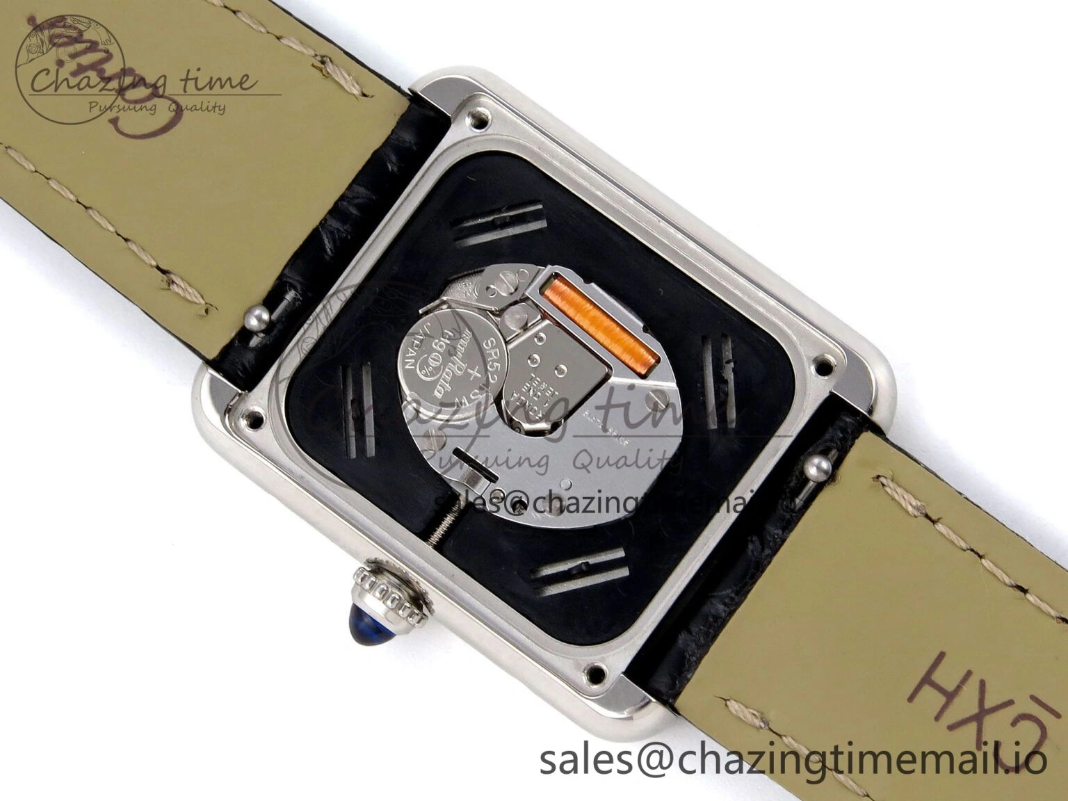 Vibrant Tank Solo Ladies 25mm SS AF 1:1 Best Edition White Dial Diamonds Bezel on Black Croco Strap Ronda Quartz 5915