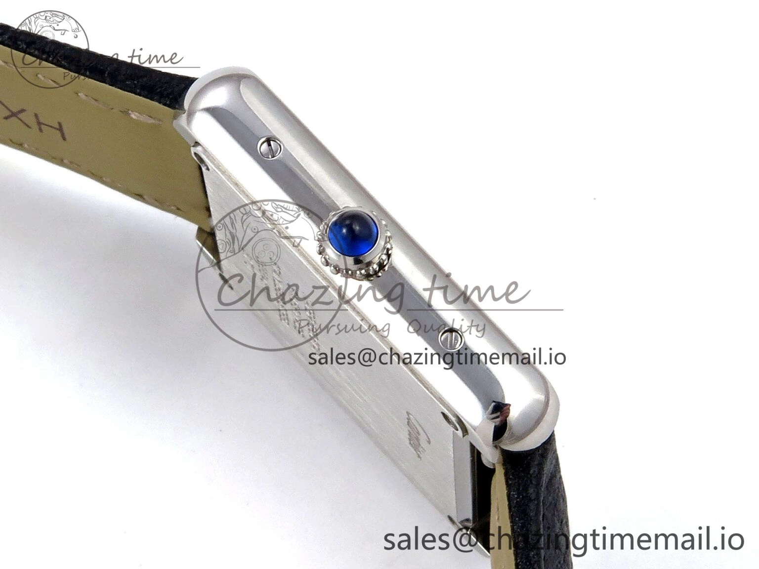 Bright Tank Solo Ladies 25mm SS AF 1:1 Best Edition White Dial Diamonds Bezel on Black Leather Strap Ronda Quartz 5911