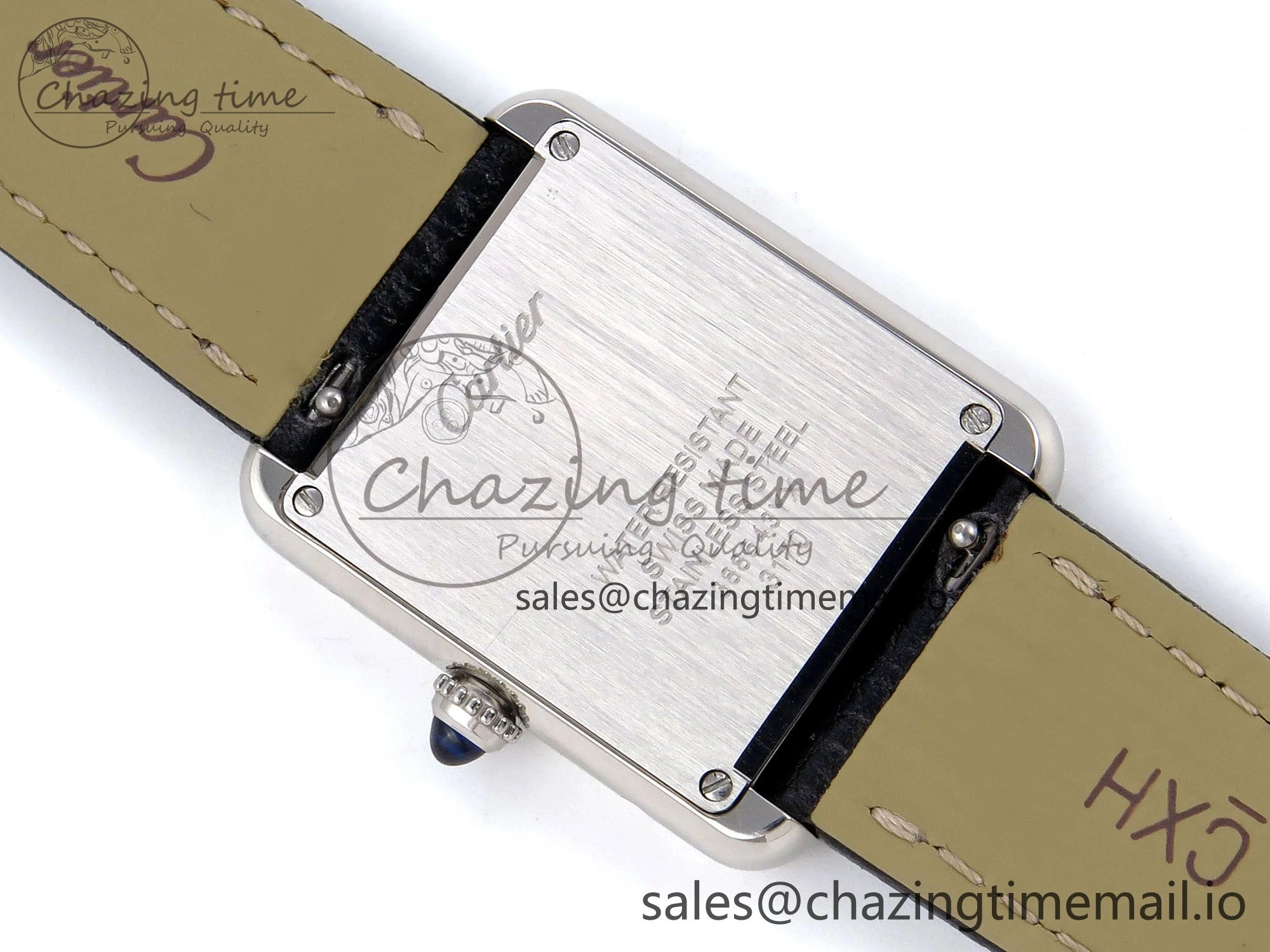 Bright Tank Solo Ladies 25mm SS AF 1:1 Best Edition White Dial Diamonds Bezel on Black Leather Strap Ronda Quartz 5911