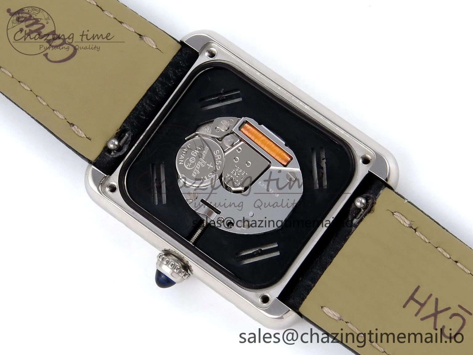 Bright Tank Solo Ladies 25mm SS AF 1:1 Best Edition White Dial Diamonds Bezel on Black Leather Strap Ronda Quartz 5911