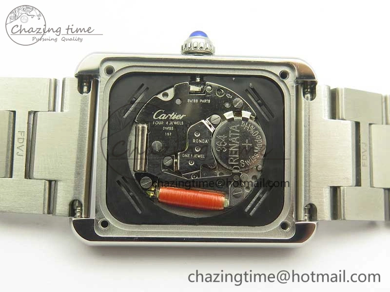 ZipUp Tank Solo Ladies 25mm SS Diamond Bezel K11F 1:1 Best Edition White Dial on SS Bracelet Ronda Quartz 6201