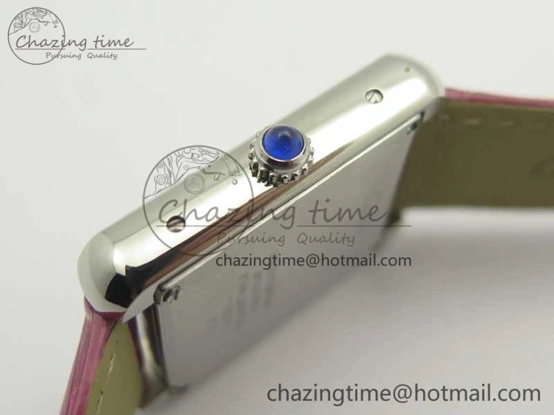ComfortFit Tank Solo Ladies 25mm SS K11 1:1 Best Edition Pink Dial on Pink Leather Strap Ronda Quartz 10684